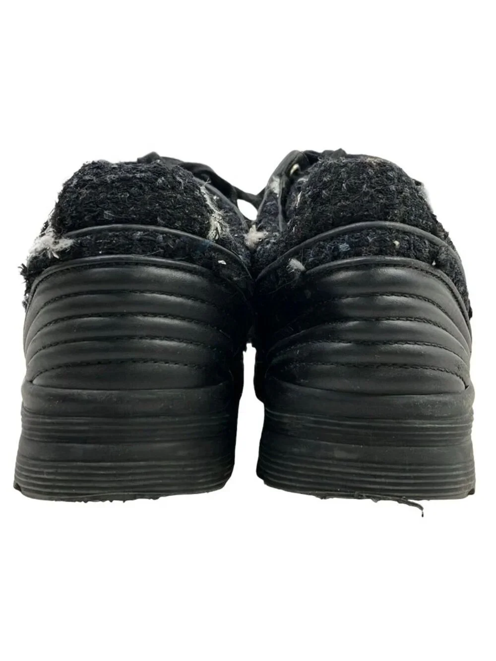 Chanel Sneakers 35 Black Gray CC Logo Leather